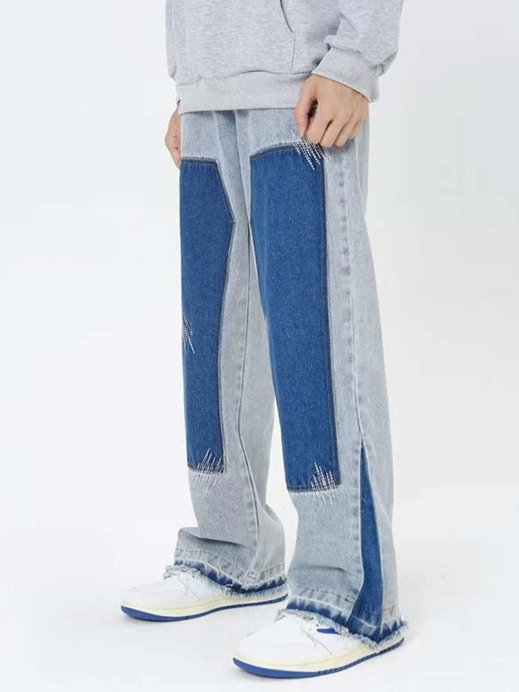 Blue Baggy Jeans Men Slim Fashion Casual Straight Jeans Men Streetwear Hip Hop Cargo Denim Pants Mens Trousers Large Size Denim