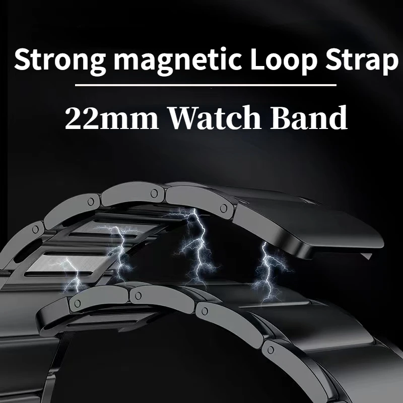 22mm Metal Magnetic Loop Strap For Samsung Watch 3/Gear S3/Huawei Watch 3/GT2 Pro Titanium Bracelet For Amazfit GTR/Stratos Band