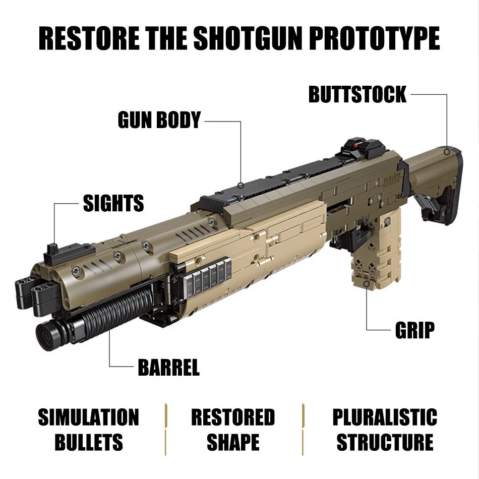 Техническая военная серия FABARM STF12 ружье строительные блоки можно стрелять пуле