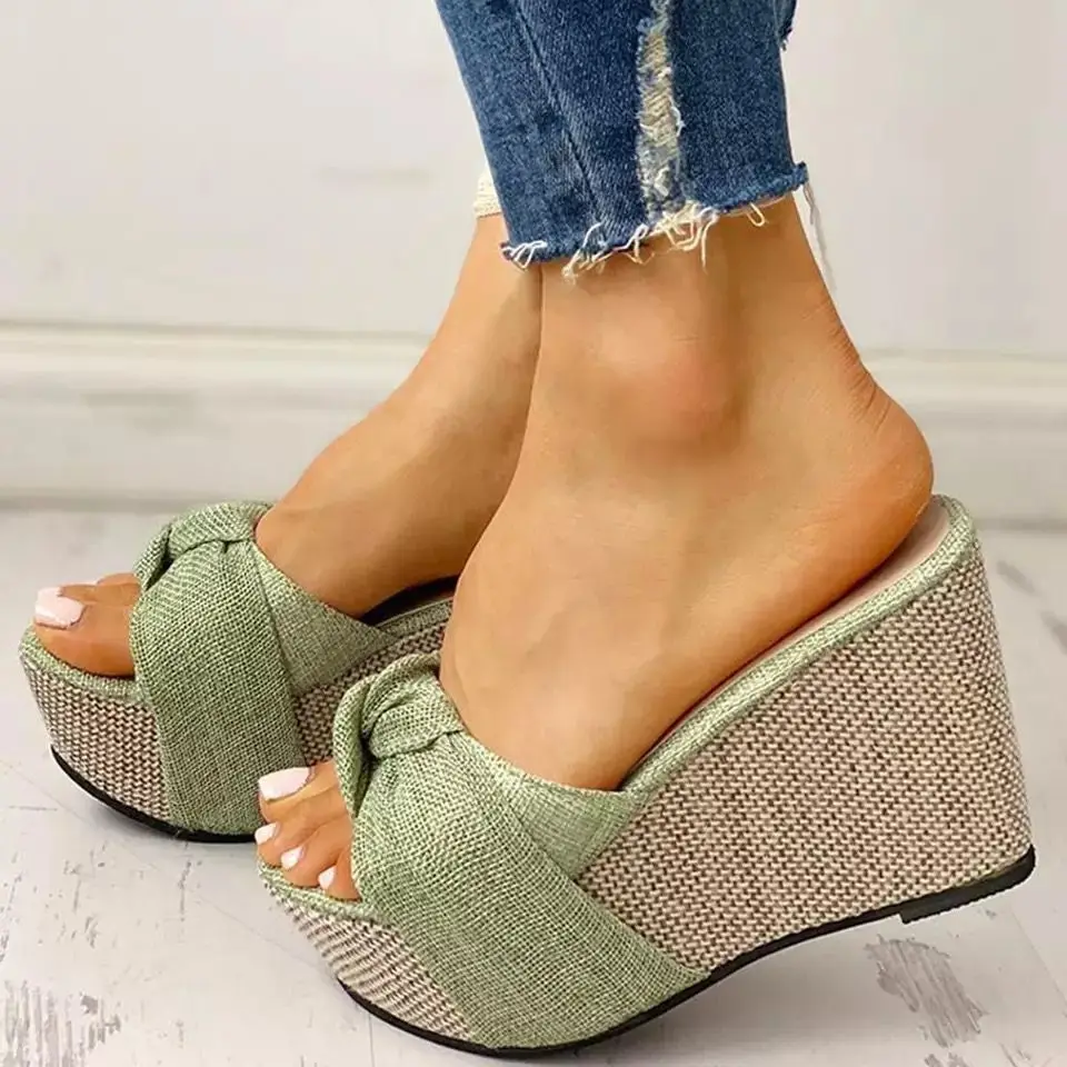 

2023 High Heels Slippers Platform Shoes Women Wedges Heel Women's Sandals Thick Bottom Summer Footwear for Woman Slides