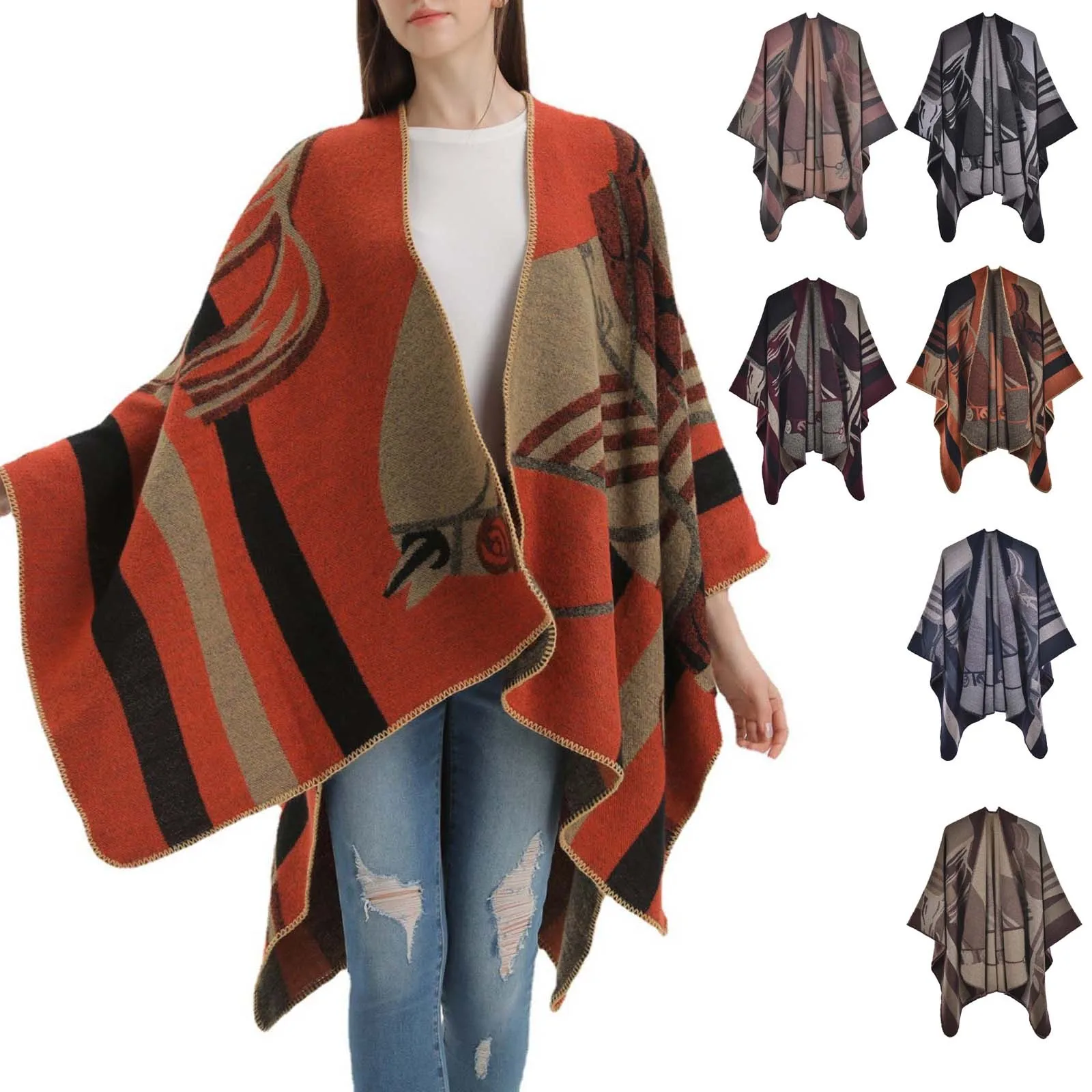 

Женская шаль с принтом, модные теплые мягкие кардиганы, шарф, шаль