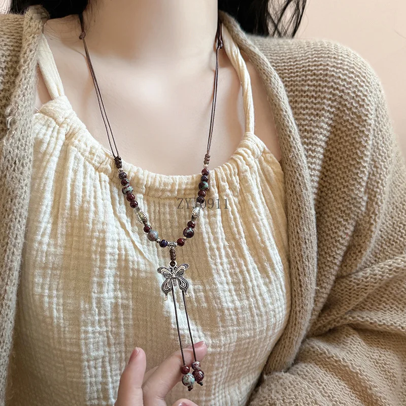 Керамические ожерелья с подвеской в виде бабочки для женщин новые длинные