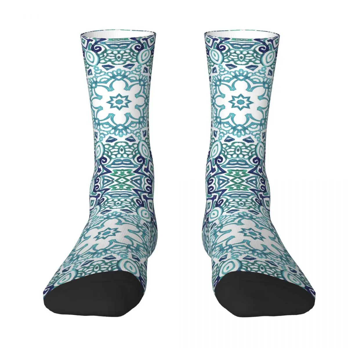 Seamless Aqua Watercolor Doodle Fantasy Decorative Pattern Adult Socks,Unisex socks,men Socks women Socks