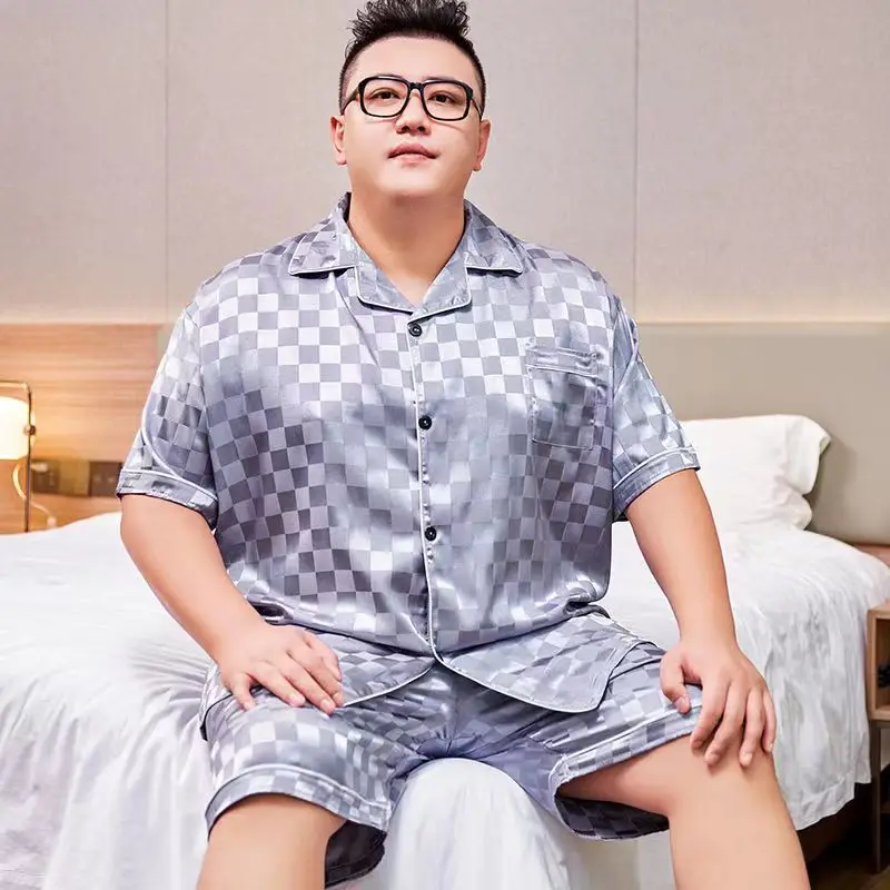 

Летние брюки 7XL Ночная одежда мужские пижамы 5XL с отложным рукавом Размер отдыха большой Пижамный воротник домашний комплект Пижама коротка...