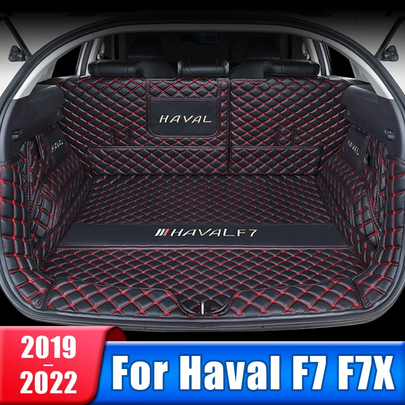 

3D trunk mats For Haval F7 F7X 2019 2020 2021 2022 Leather Car Trunk Mat Cargo Liner Rug Waterproof Carpet Interior accessories