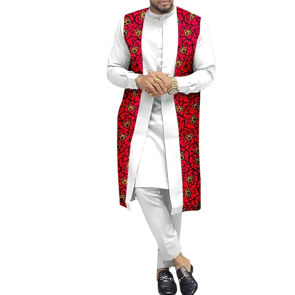 

Африканская традиционная одежда для мужчин, новые модные пальто с принтом, рубашки Дашики и брюки Анкары, комплект из 3 предметов, женская одежда