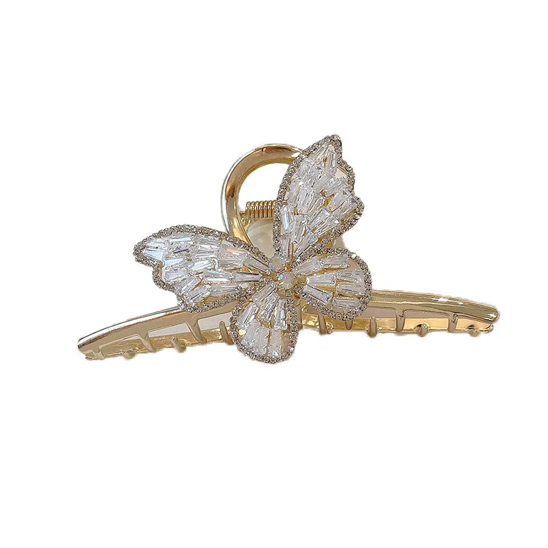 Новая большая металлическая заколка для волос в виде бабочки женщин стразы