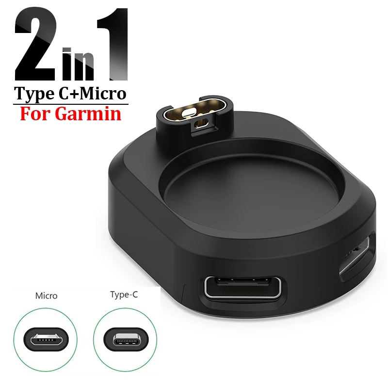 

2 in 1 Charger Adapter for Garmin Fenix 7 6 5 7x instinct 2 Vivoactive 3 4 Venu 245 forerunner 955 255 Mini Charging Accessories