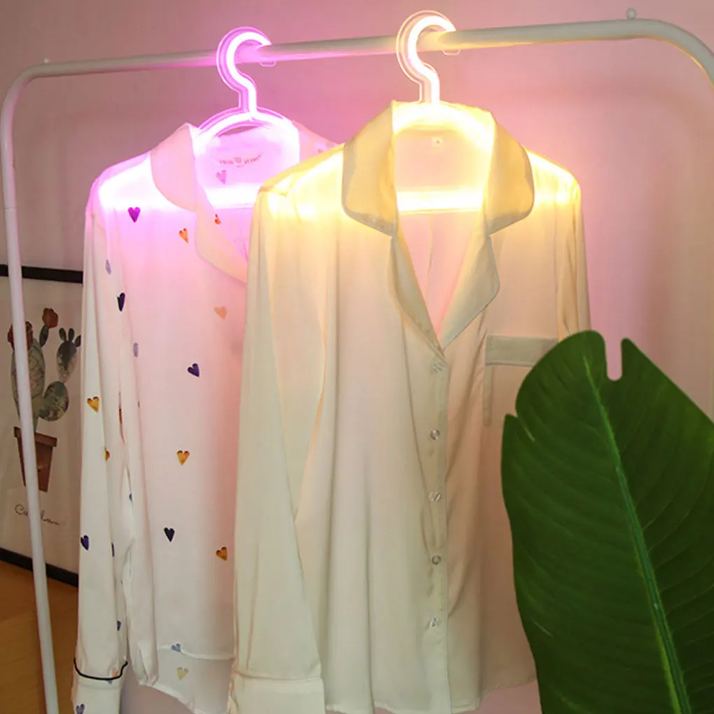

LED Clothes Hanger Home Bedroom Decorative Glowing Coat Rack Bar Pub Party Wall Decoration Warm Light