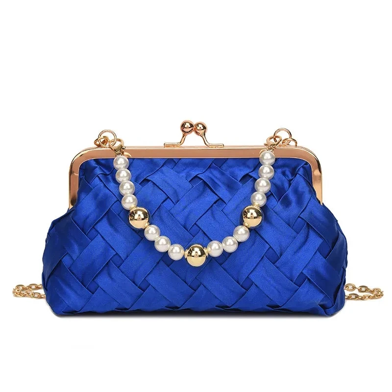 

New Weave Shell Lock Beads Chain Women Shoulder Crossbody Bags Vintage Bag Shine Bags Women's Handbags Purses