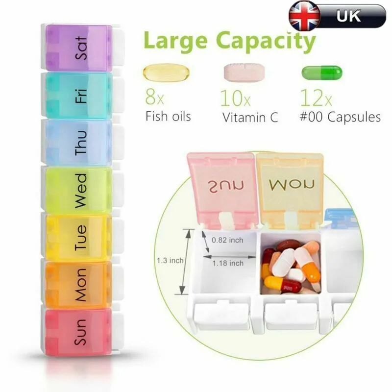 

7 Day Pill Box Organizer Daily Weekly Tablet Reminder Travel Medicine Storage