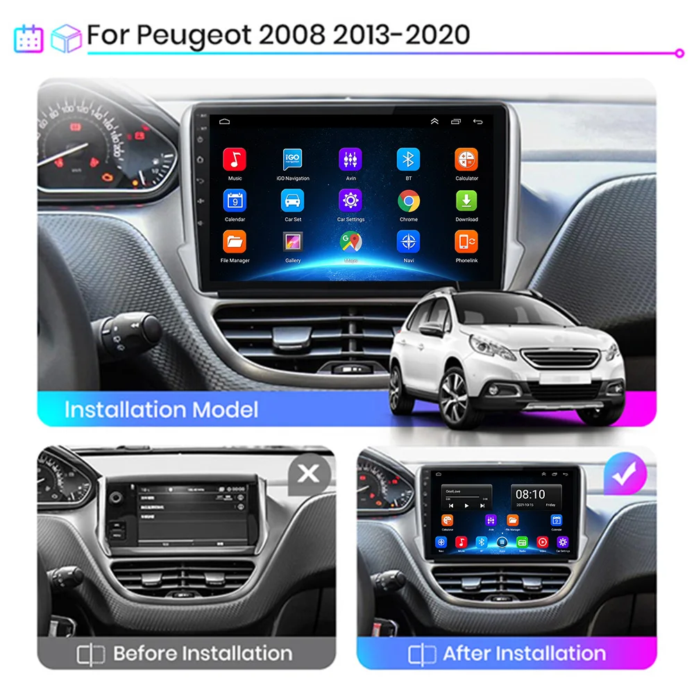 Автомобильная стерео-система на Android 10 для Peugeot 2008 208 серии 2012-2018 мультимедийная