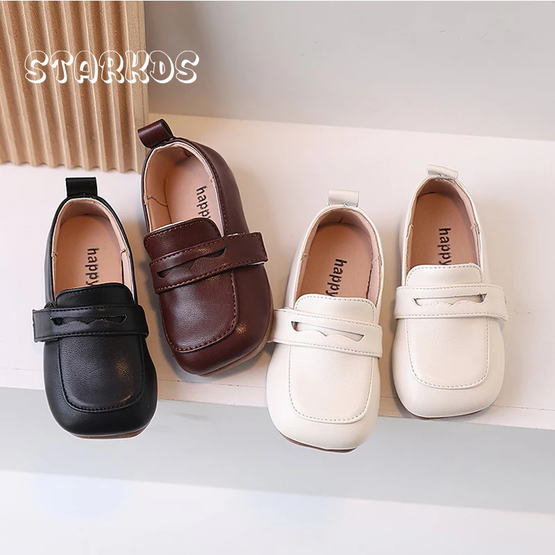 Spring Shoes Baby British Style Soft Sole Penny Loafers Boys Wide Toe Slip-on Kindergarten Flats Girls Comfort Moccasins