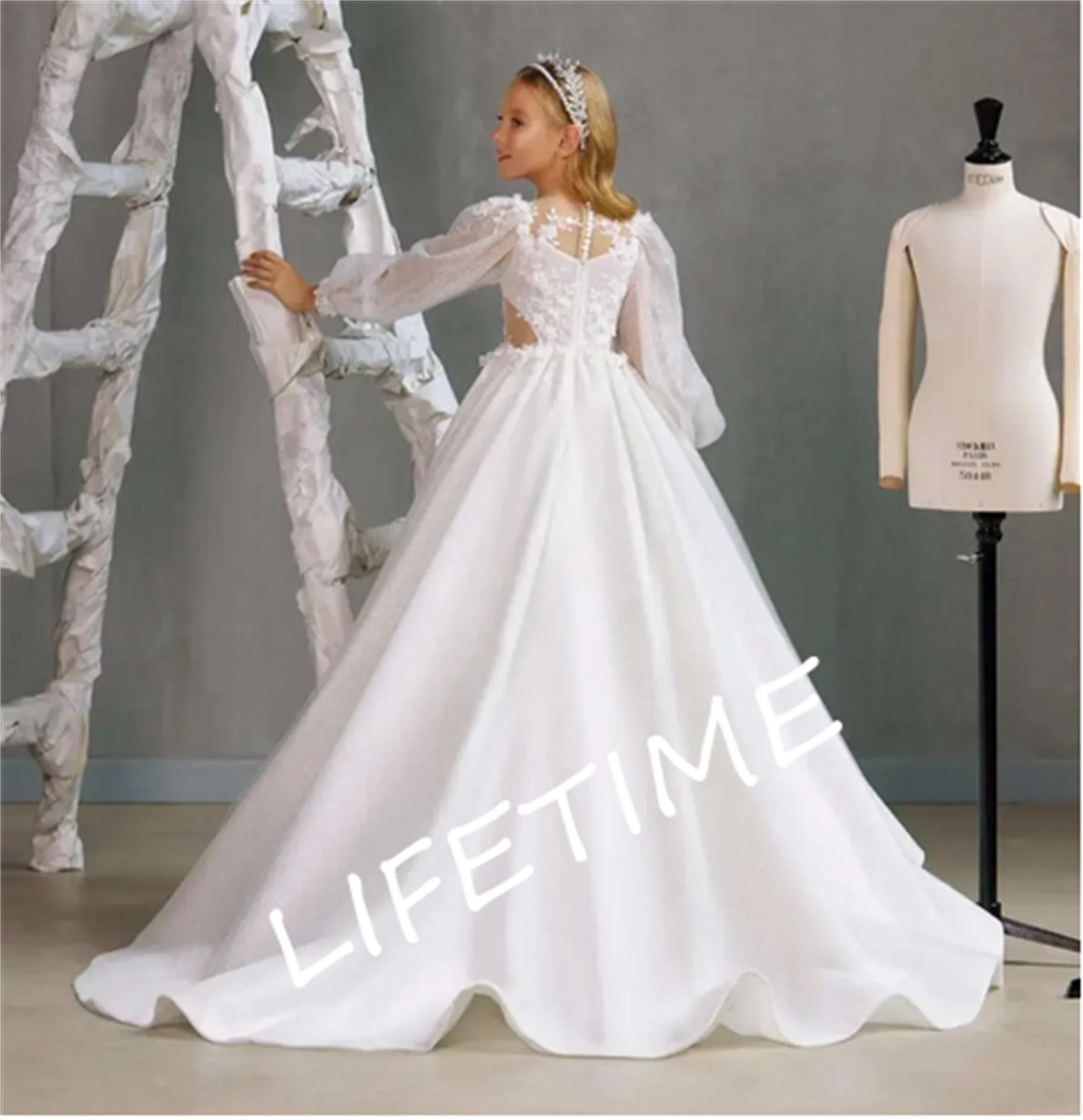 

Женское кружевное атласное платье с цветочным рисунком, детское свадебное платье для подружки невесты, платье макси для первого причастия