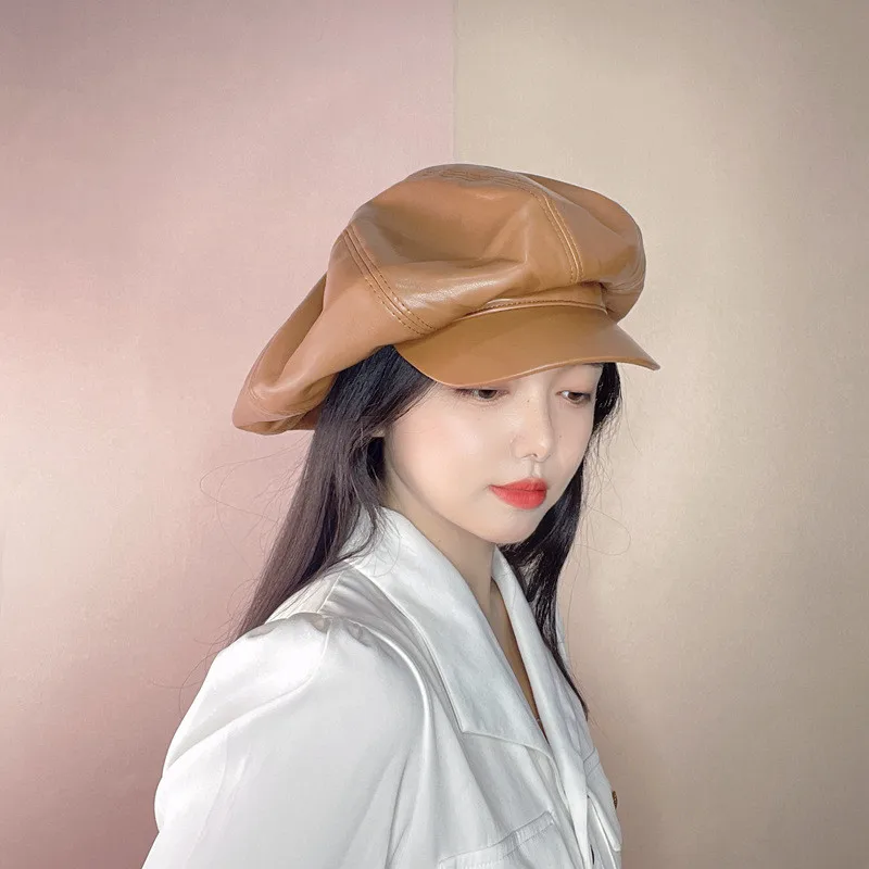 

202207-SJ dropshipping fashion soft pu Cloud shape star newsboy cap leisure lady Octagonal hat men women visors cap