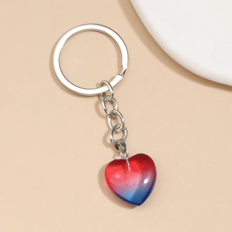 

Кольцо для ключей женское с сердечком и натуральным кристаллом, 5 цветов