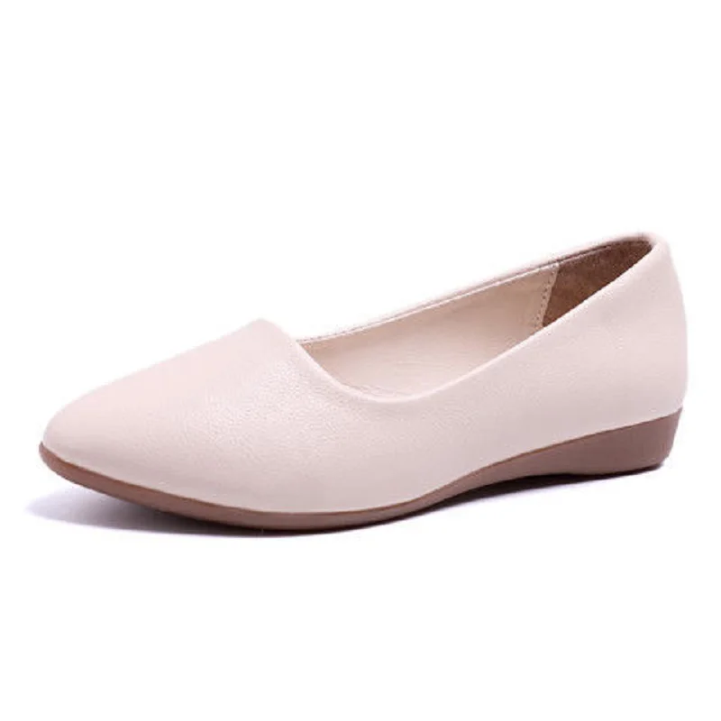 Spring Women's Shoes Comfortable leather shoes Flat Shoes Fashion Soft Bottom Work Shoes Female Casual Slip on Footwear Loafers