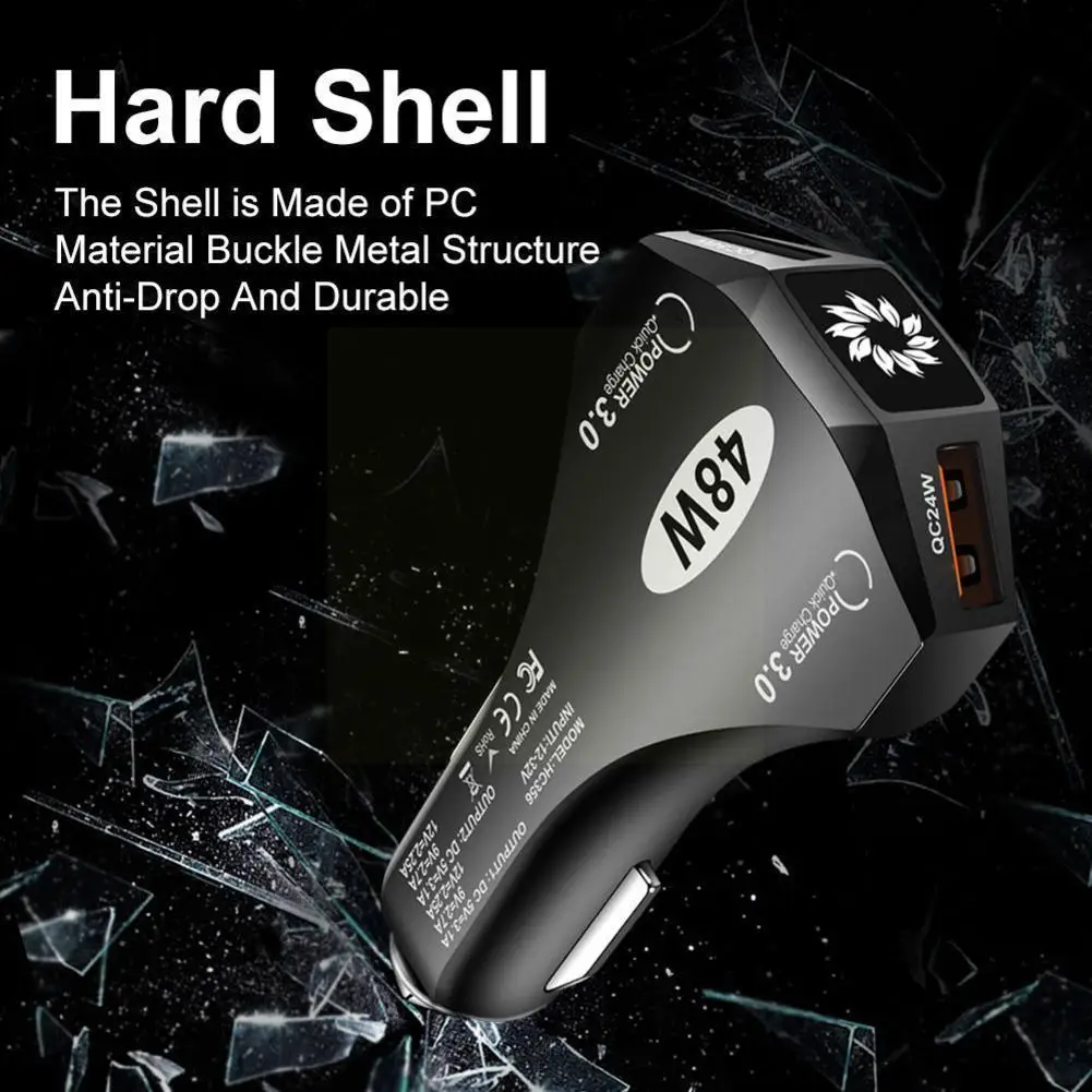 

Автомобильное зарядное устройство QC 3,0, 2 USB-порта, 48 Вт