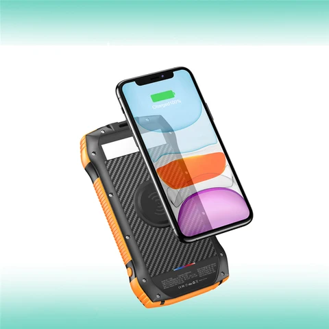 Беспроводной аккумулятор на солнечной батарее, 33500 мАч, двойной USB-порт, Powerbank PD20W, быстрая зарядка для iphone, Samsung, портативное зарядное устройство, запасная батарея