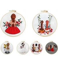 embroidery kit for beginner diy kit red cute girl pattern embroideri set handcraft hobby and needlework sewing cross stitch hoop