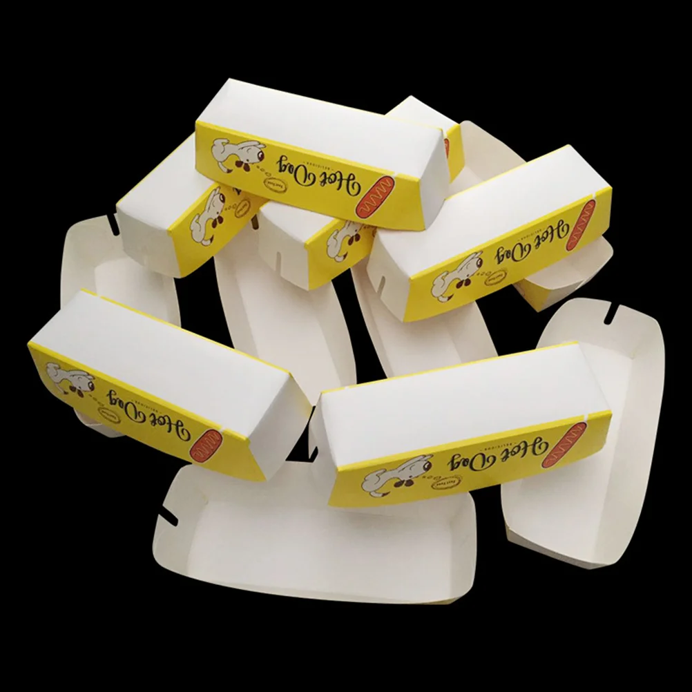 

Hot Dog Paper Trays Tray Serving Box Boats Holder Snack Disposable Containers Chicken Take Cardboard Boat Open Fries Container