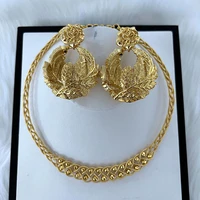 turkish jewelry sets for women nigeria necklace golden rose leaves stud earrings for wedding clothing accessories party gift
