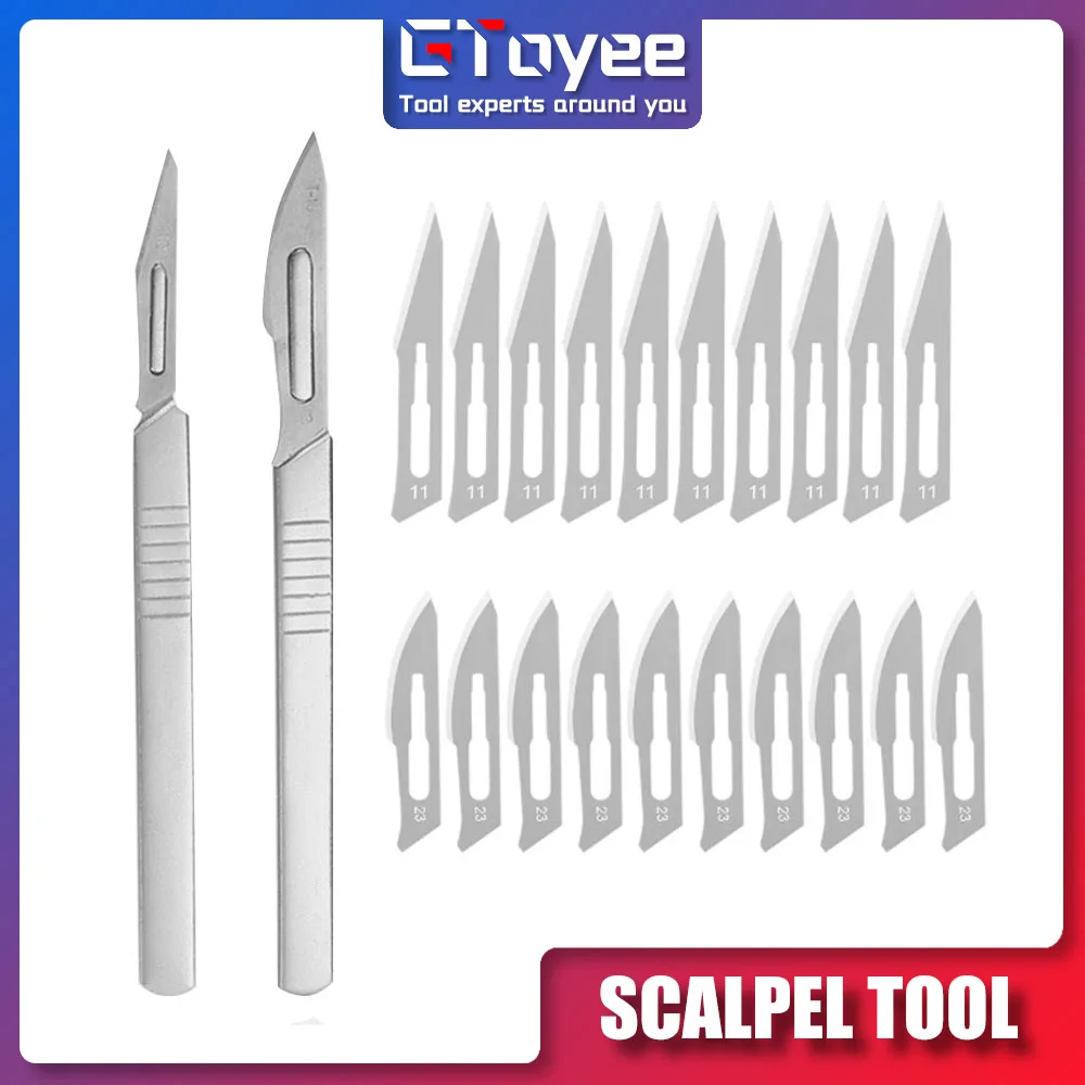 

Carbon Steel Scalpel Blade Handle Scalpel Tool Set Repair Animal Surgical Knife DIY Cutting Tool PCB Engraving Knife Blades
