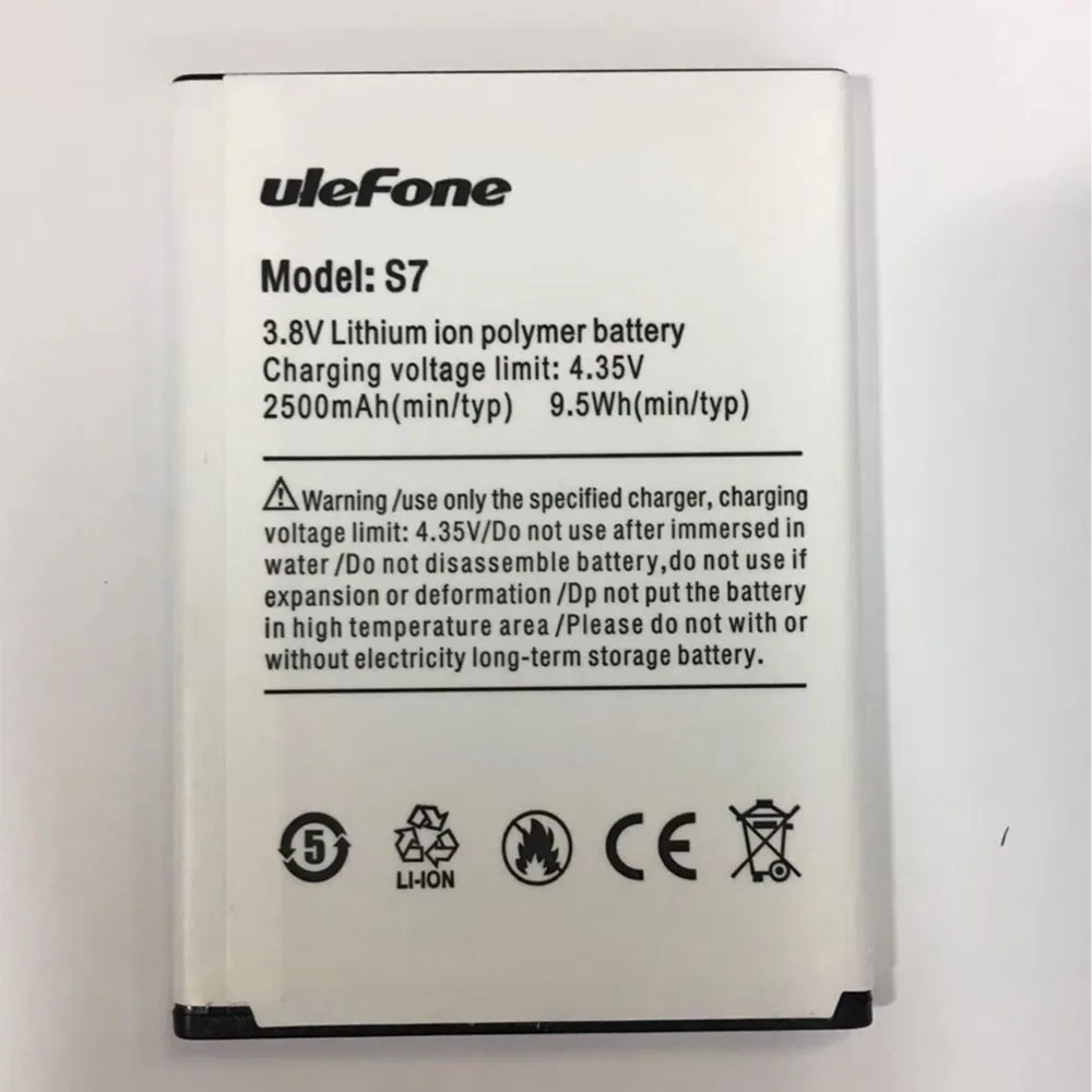 

100% Оригинальный аккумулятор Ulefone S7 2500 мАч для 5,0 дюймового смартфона ulefone s7 с номером отслеживания