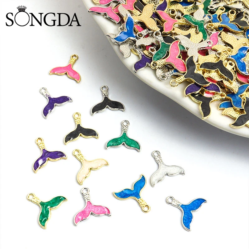 

20pcs Alloy Fishtails Oil Drop Enamel Charms for Diy Jewelry Making Accessories Handmade Finding Bracelet Earring Keychain Charm