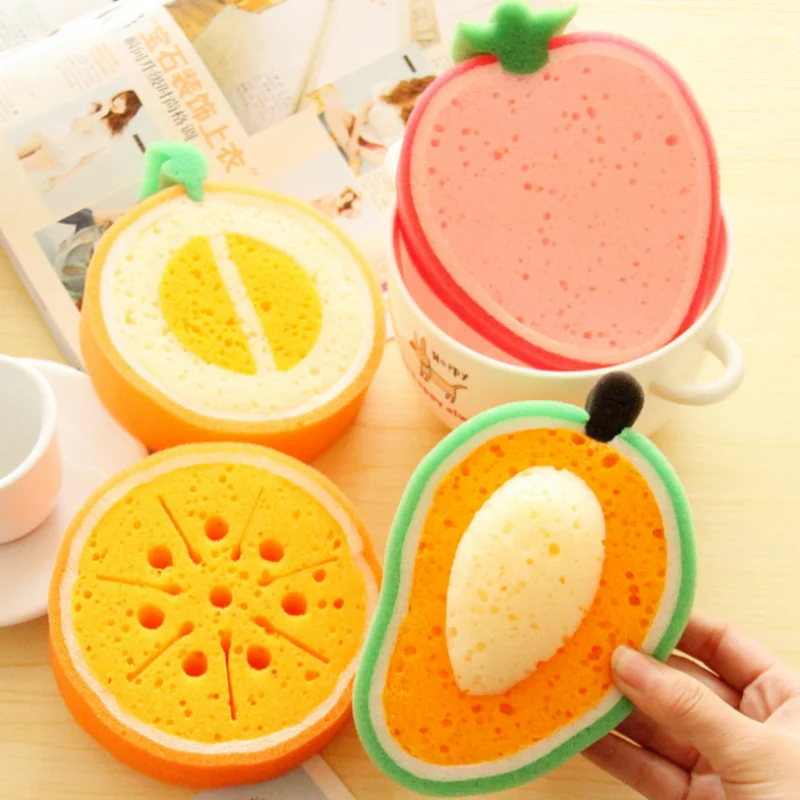 

4pcs/set Creative Sponge Kitchen Accessories Fruit Shape Washing Dishes Sponge Cleaning Dish Remove Stains