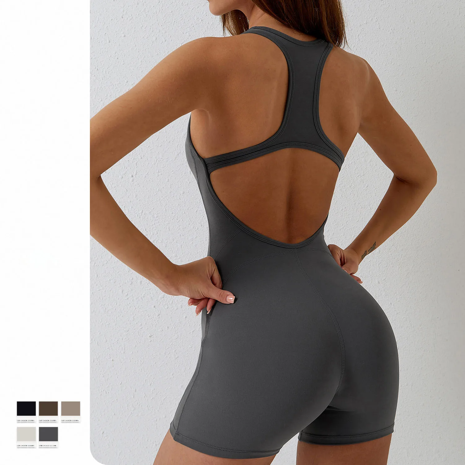 

Yoga Short Jumpsuit Seamless Women Bodysuits with Chest Pads Sleeveless Sports Suits Sexy Backless Gym Outfits Fitness Clothing