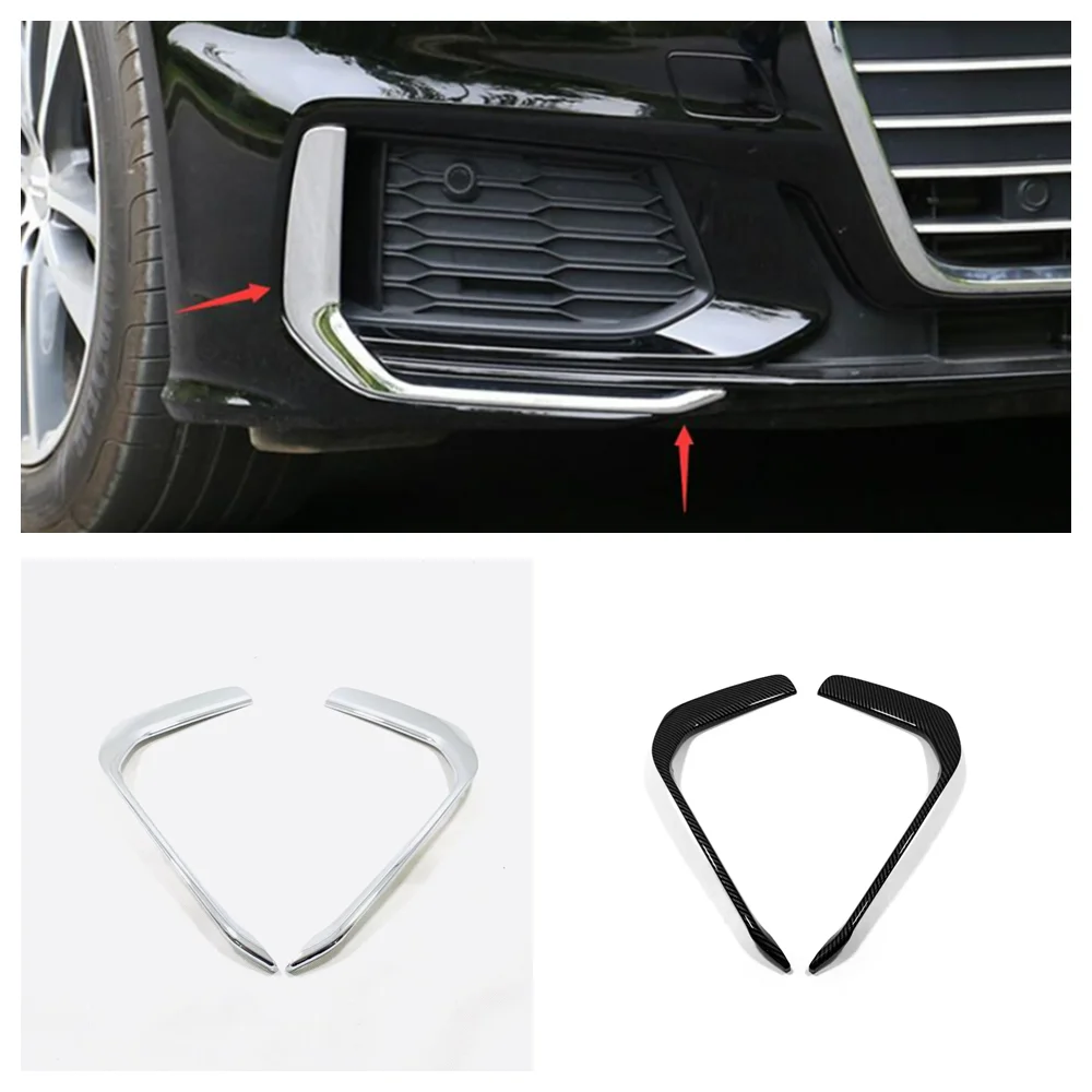 

For Audi A6 C8 2019 - 2022 Accessories Front Fog Lights Lamps Eyelid Eyebrow Strip Decoration Cover Trim ABS Chrome