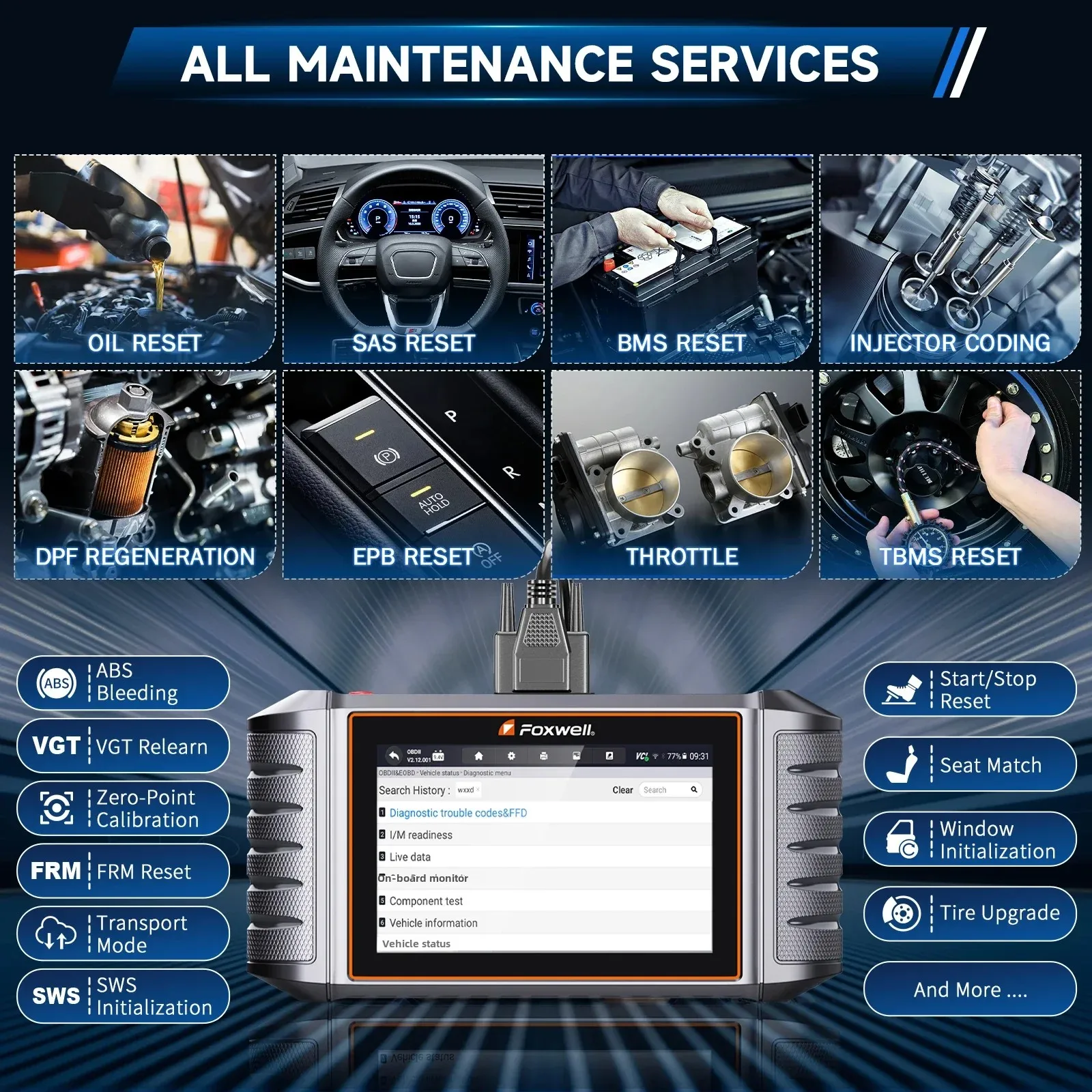 FOXWELL NT710 OBD2 Автомобильные диагностические инструменты Двунаправленный тест IMMO A/F