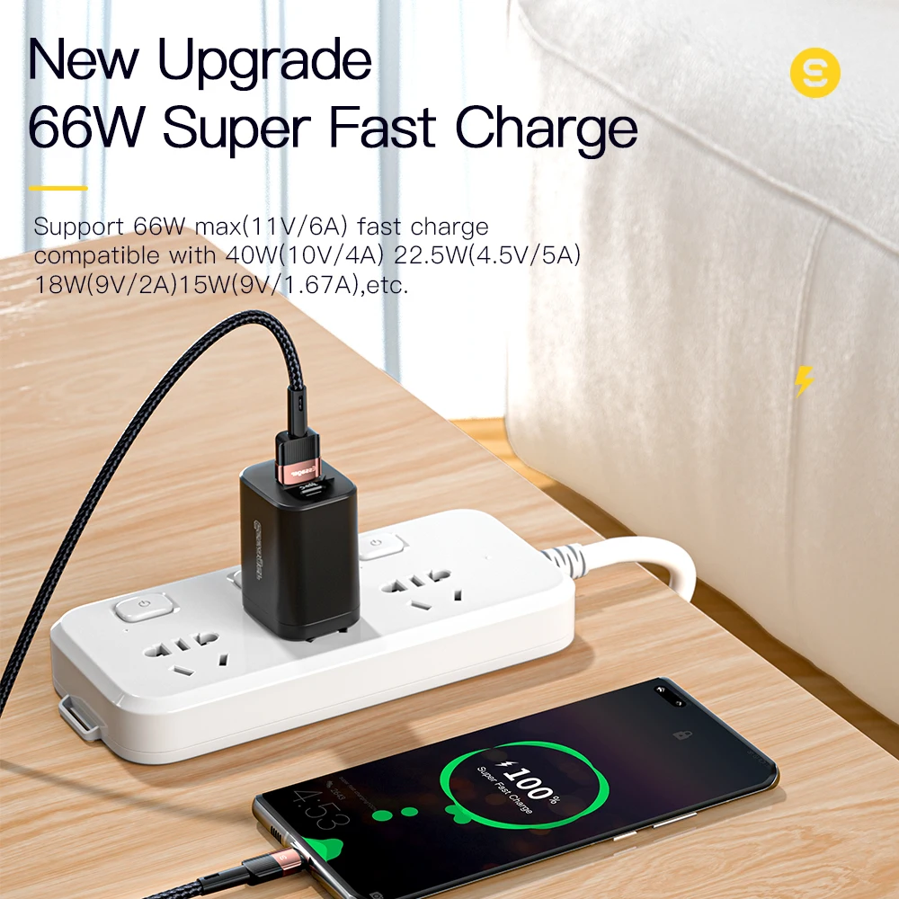 Кабель зарядный Essager 6A USB Type-C для Huawei P30/P40 Pro 66 Вт |