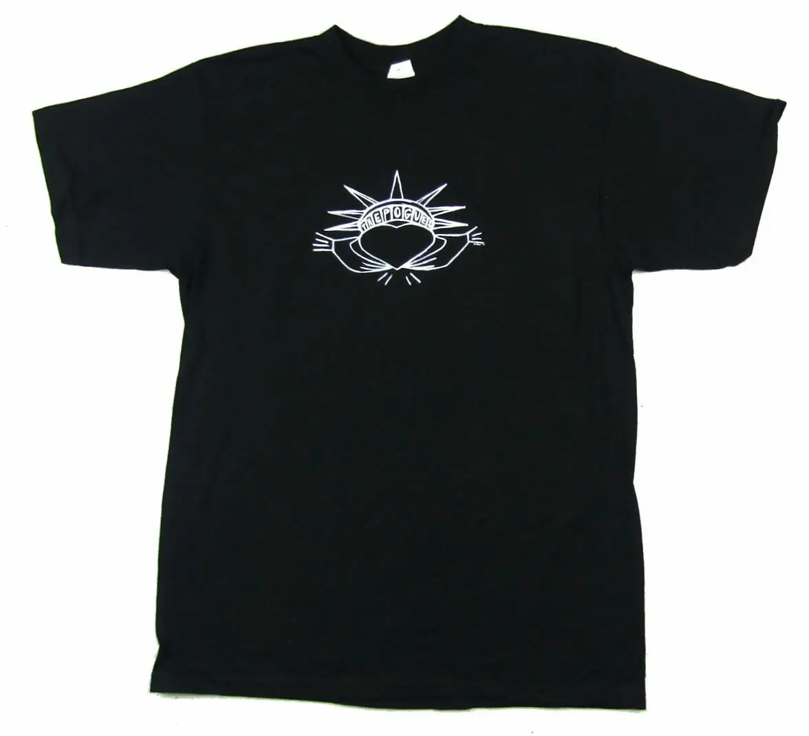 

The Pogues Crowned Heart Hands Adult Black T Shirt New Band Merch