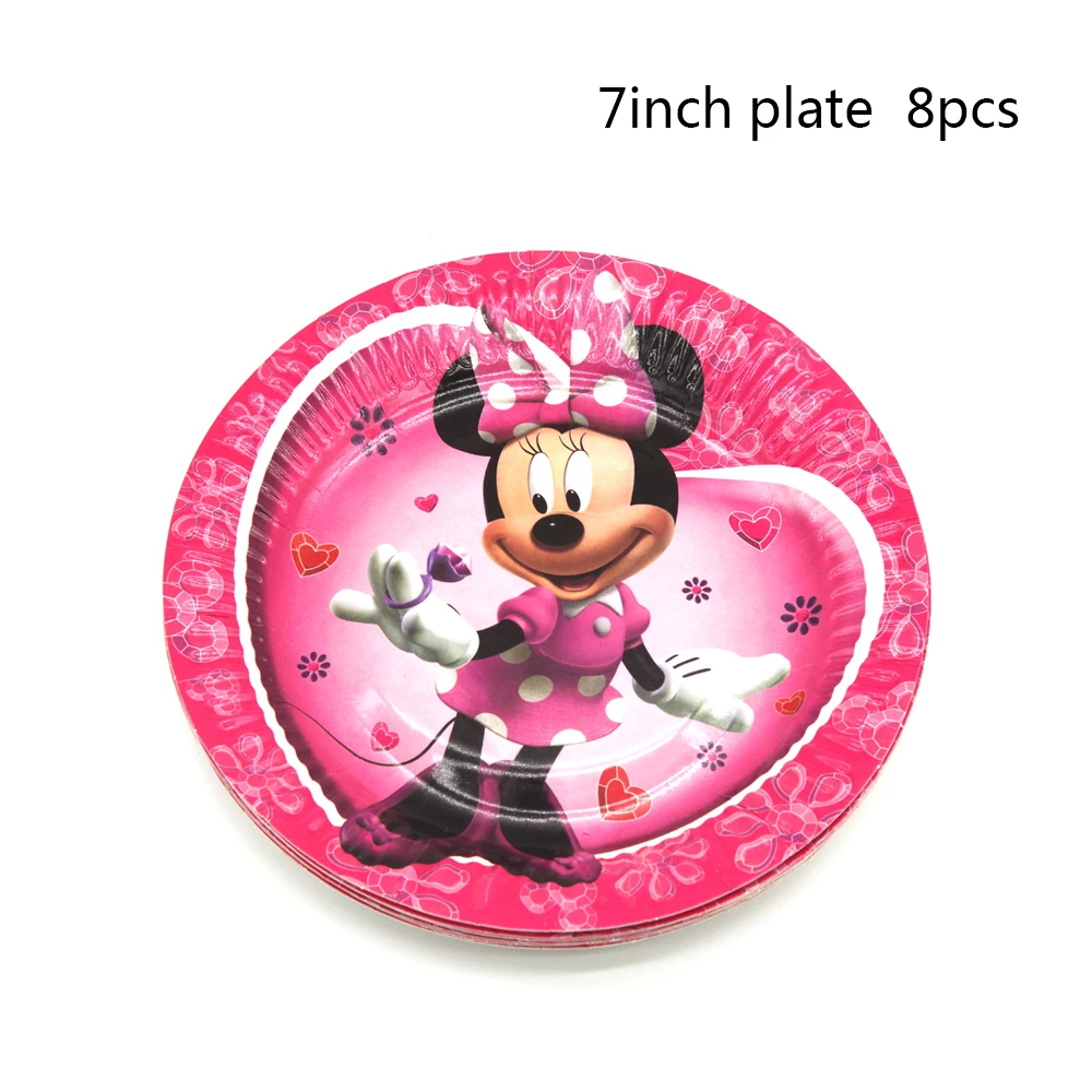 Набор одноразовой посуды для девочек 49 шт. тема Минни Мауса дня рождения кружки