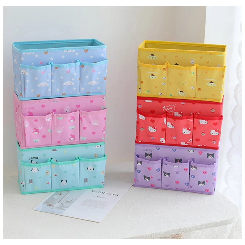 

Sanrios Cinnamoroll Kuromi HelloKittys My Melody Purin Dog Cartoon Foldable Desktop Cosmetic Stationery Sundries Storage Boxs