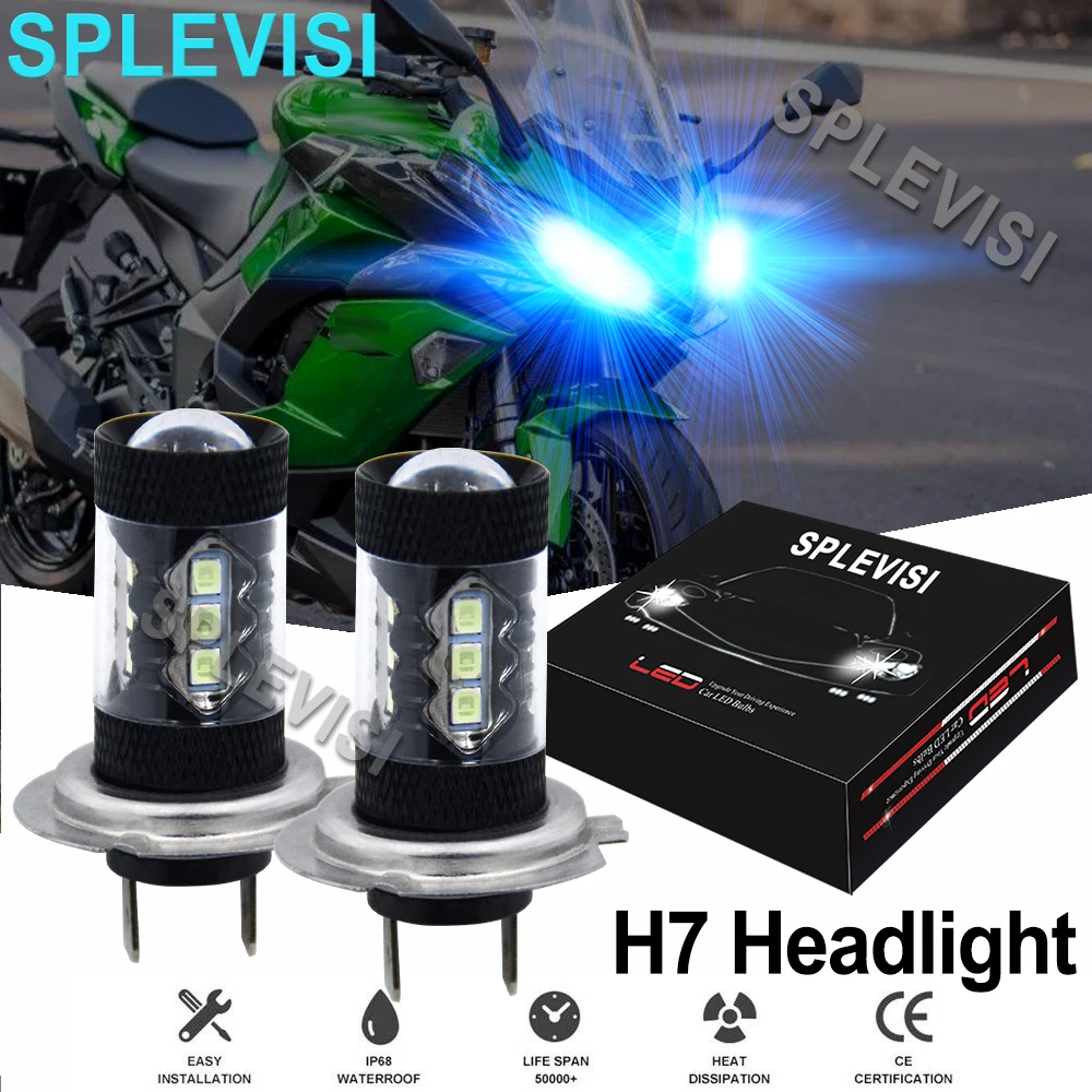 

2x мотоциклетные светодиодные фары 80 Вт холодный синий для Kawasaki Z1000 2003-2013 Ninja ZX10R ZX1000 2015-2016 ZX1000 ABS 2015-2016