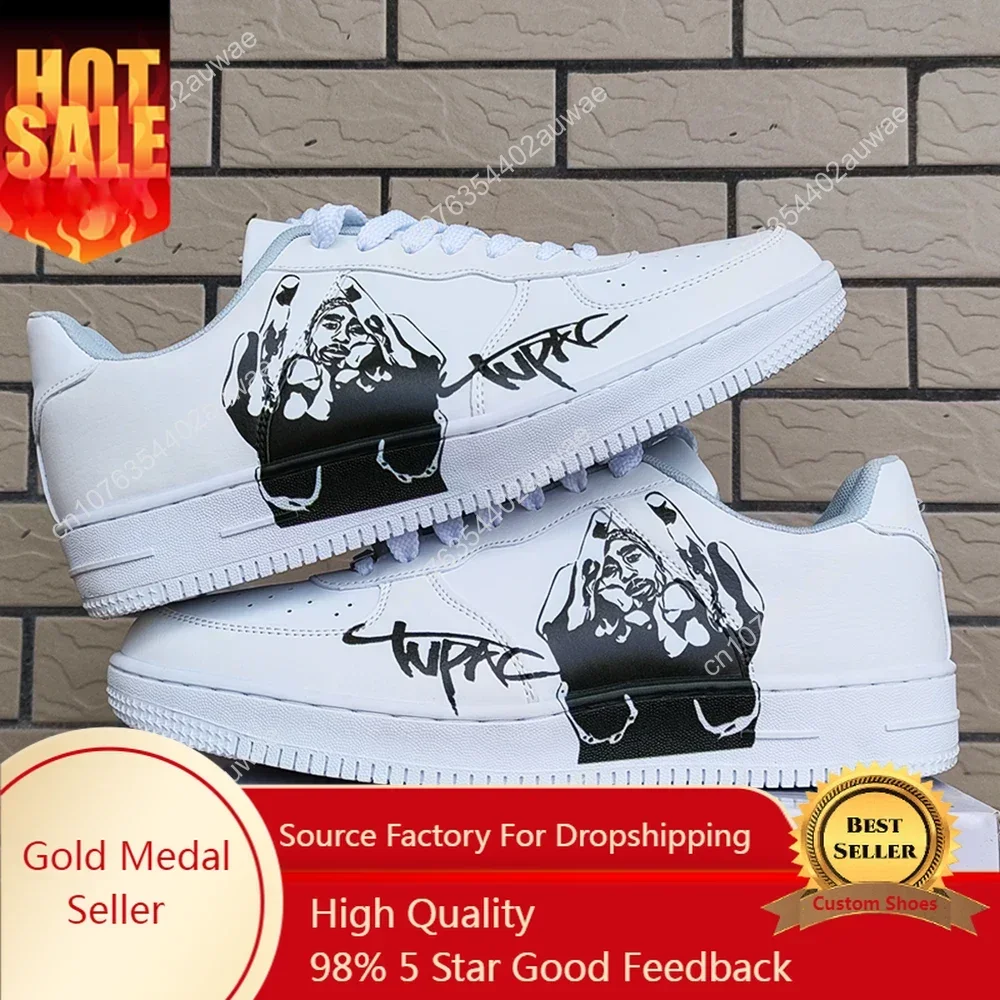 Tupac Rapper 2Pac Scarpe uomo Donna Design Verbu Повседневные кроссовки Piattaforma Maschile Rosen Casual Kateboarding 3