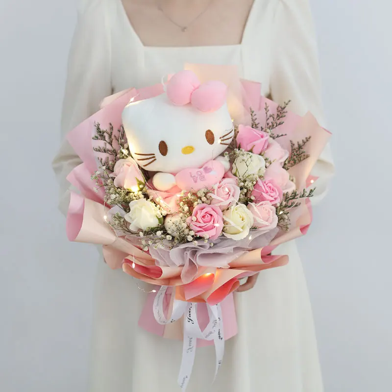 

Hello Kitty Exquisite Creative Surprise Romantic Couple Friends Birthday Present Doll Bouquet for Girls Ceremonial Gift