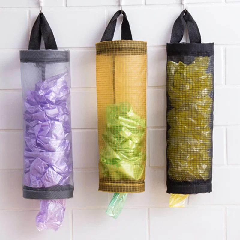 

Home Grocery Bag Holder Wall Mount Plastic Bag Holder Dispenser Hanging Storage Trash Garbage Bag Kitchen Garbage Organizer