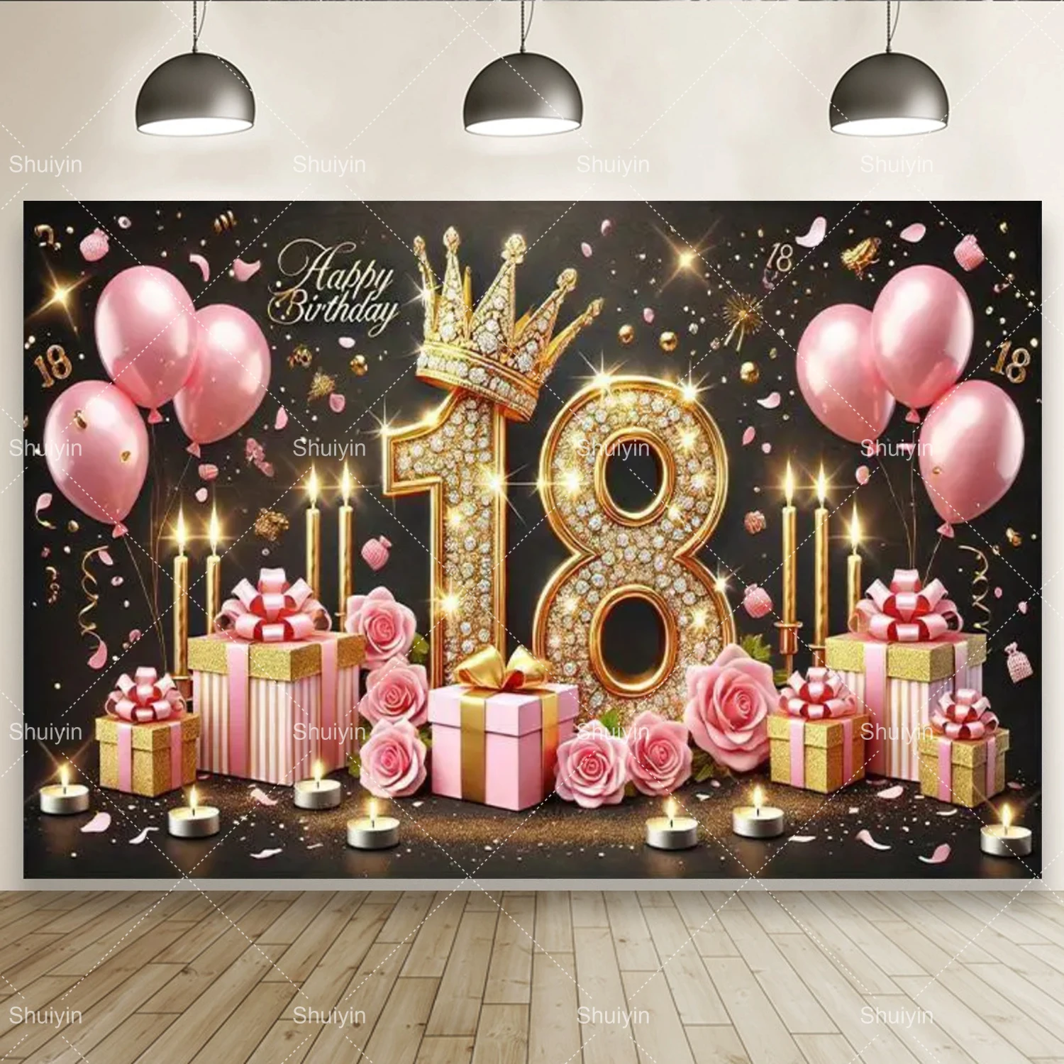 

Фон для вечеринки 18 лет винил черный золотой