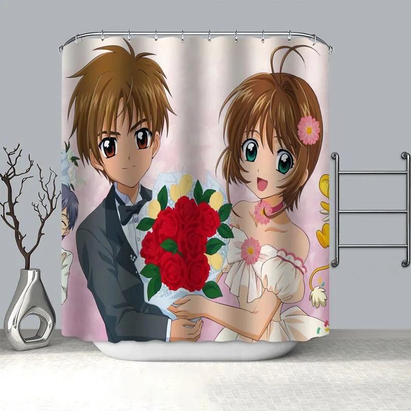 

Занавеска для душа Cardcaptor Аниме Сакура s для ванной, декоративная занавеска 0924X18 0 см, водонепроницаемая занавеска для душа из ткани с защитой ...