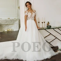 elegant wedding dress short sleeve exquisite appliques buttons tulle sweetheart mopping gown vestido de novia 2022 women