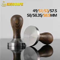 coffee tamper 4951mm53mm57 55858 35mm58 5mm wooden coffee powder hammer 304 stainless steel flat base coffee accessories