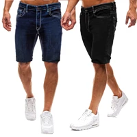 2022 foreign trade summer new mens casual solid color denim shorts mens slim denim shorts