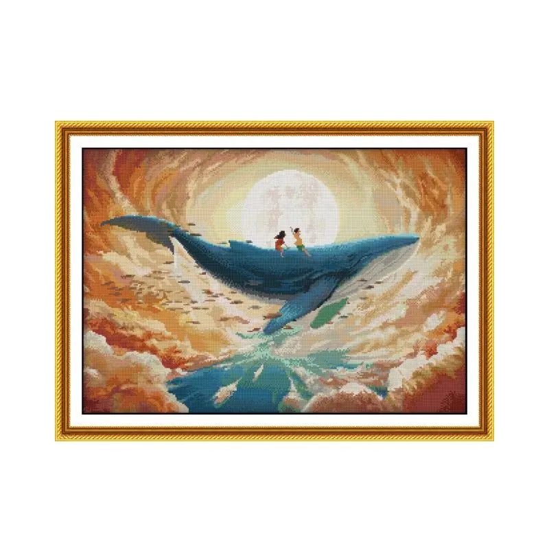 

Joy Sunday Flying Dolphin Counted 11ct 14ct Cross Stitch Sits DIY Set DIY Chinese Cross-stitch Embroidery Needlework Home Deco