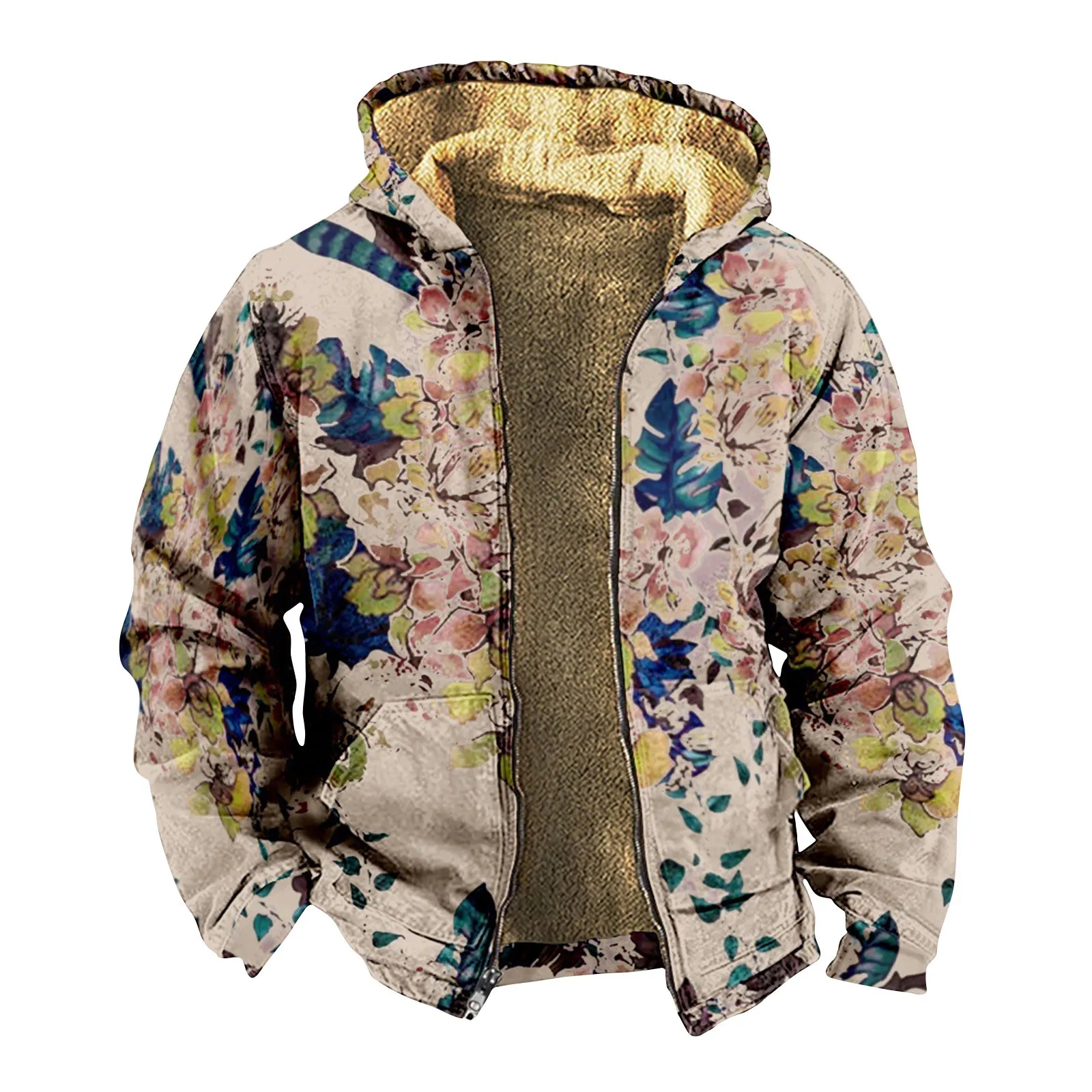 

Мужская Флисовая Толстовка с капюшоном, черная утепленная куртка с цветочным принтом в стиле Харадзюку, Повседневная Верхняя одежда для осени и зимы,