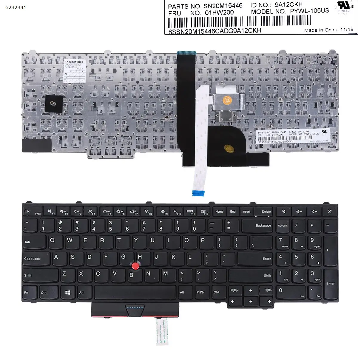 US Laptop Keyboard for Lenovo ThinkPad P70 P71 P50 P51 BLACK With Point Stick