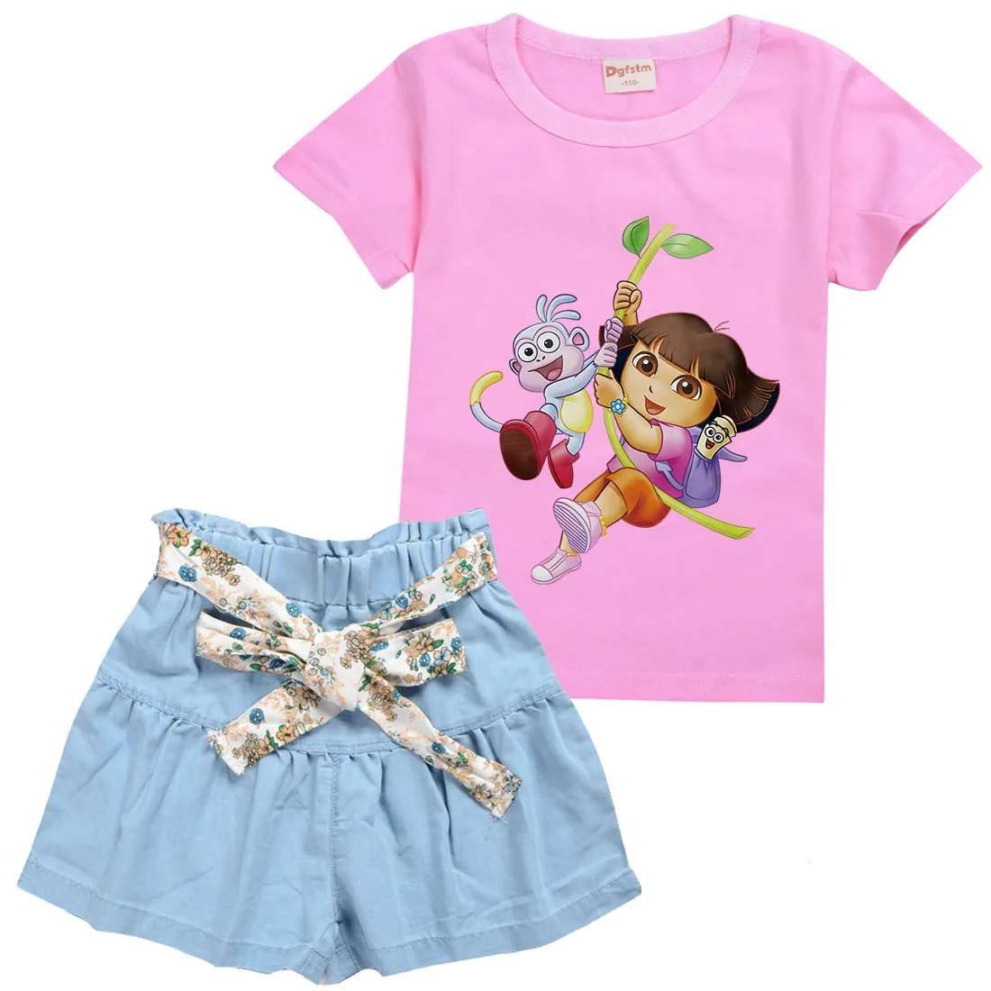 

Doraing Girls Clothes Set Summer Kids Tshirt Skirt Casual Sport Suits 2pcs DoraING The Explorer Tracksuit Outfits Girls Clothes